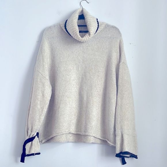 Zara Sweaters Zara Knitalpacablend Bell Sleeve Turtleneck Chunky
